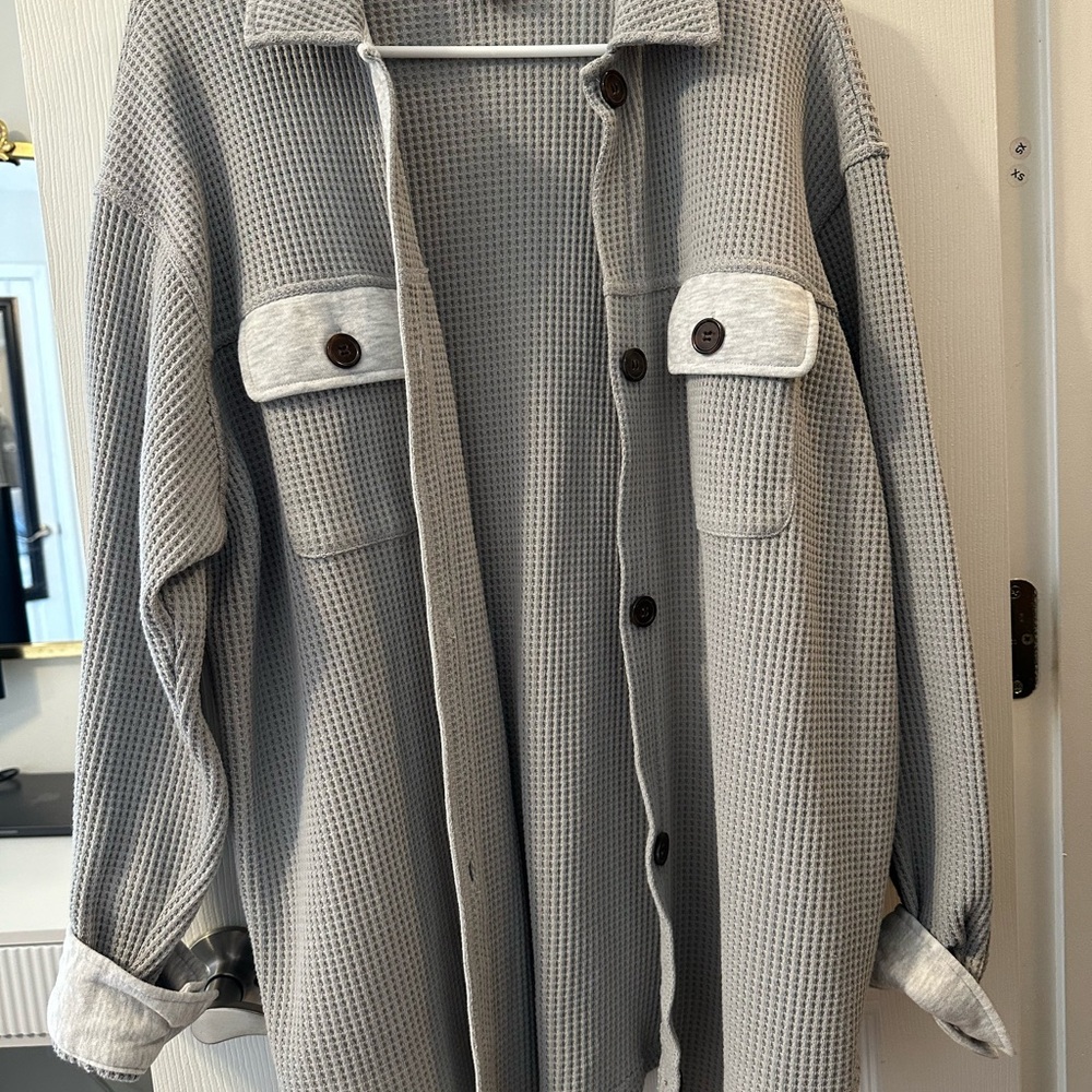PacSun Grey Waffle Knit Jacket - Size S